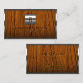 Professionele metalen Lijst Monogram Hout Achtergr Visitekaartje (Voorkant / Achterkant)