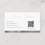 Professionele Metallic geborsteld Roze Script QR C Visitekaartje (Achterkant)