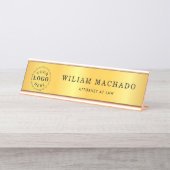 Professionele Metallic Gold Naam Bord voor Attorne Bureau Naambordje (Voorkant)