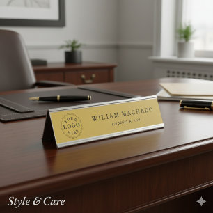 Professionele Metallic Gold Naam Bord voor Attorne Bureau Naambordje