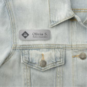 Professionele Metallic Grey Company Logo Medewerke Naamplaatje (In situ)