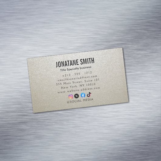 Professionele metallic look magnetisch visitekaartje (Voorbeeld)