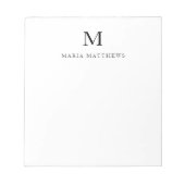 Professionele Minimaal Gepersonaliseerde Monogram  Notitieblok (Voorkant)