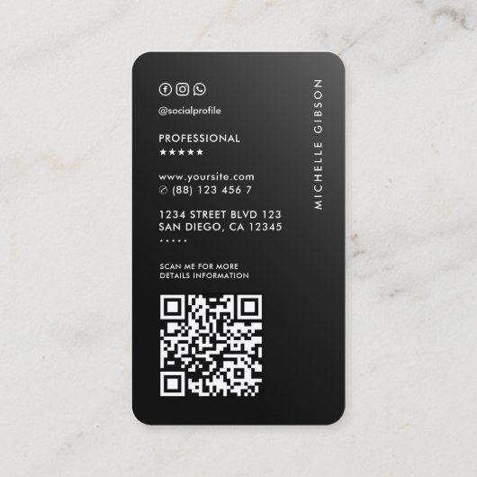 Professionele Minimal Black Ombre Eenvoudig Visitekaartje (Achterkant)