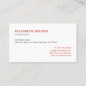 Professionele Minimal Elegant Rood Wit Consultant Visitekaartje (Voorkant)