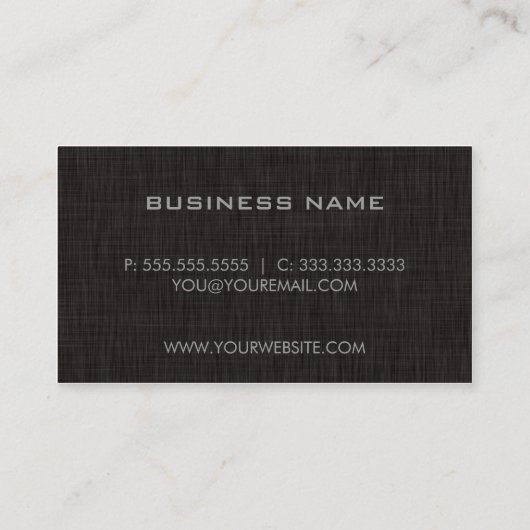 Professionele minimale BLACK-linnen - MONOGRAM Visitekaartje (Achterkant)