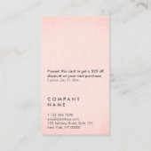 Professionele minimale Blush Linen Discount Vertic Visitekaartje (Achterkant)