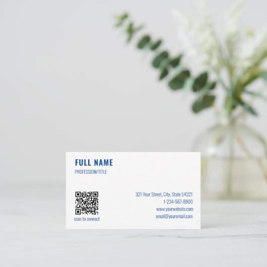 Professionele, minimale eenvoudige QR-code Visitekaartje (Staand voorkant)