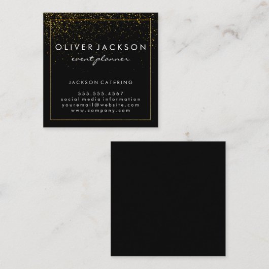 Professionele, minimale Gold Border/Gold Dust Vierkante Visitekaartje (Voorkant / Achterkant)