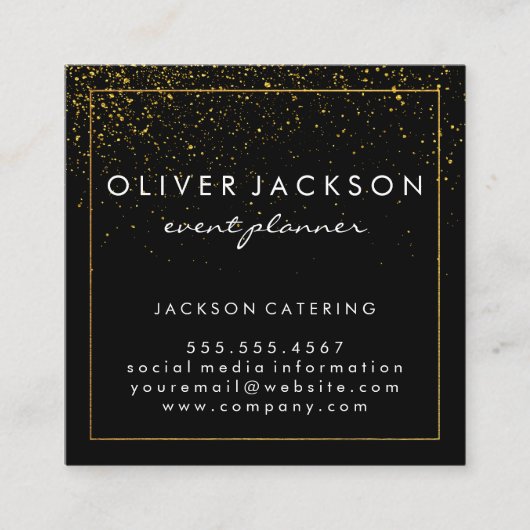 Professionele, minimale Gold Border/Gold Dust Vierkante Visitekaartje (Voorkant)