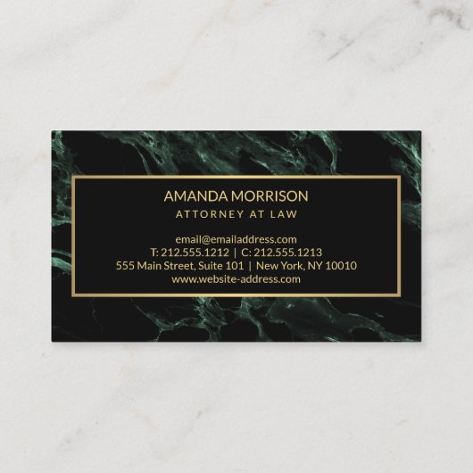 Professionele minimale groene monogram visitekaartje (Achterkant)