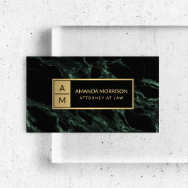 Professionele minimale groene monogram visitekaartje