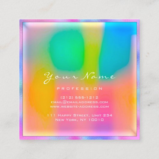 Professionele, minimale holograafmarkering vierkante visitekaartje (Achterkant)