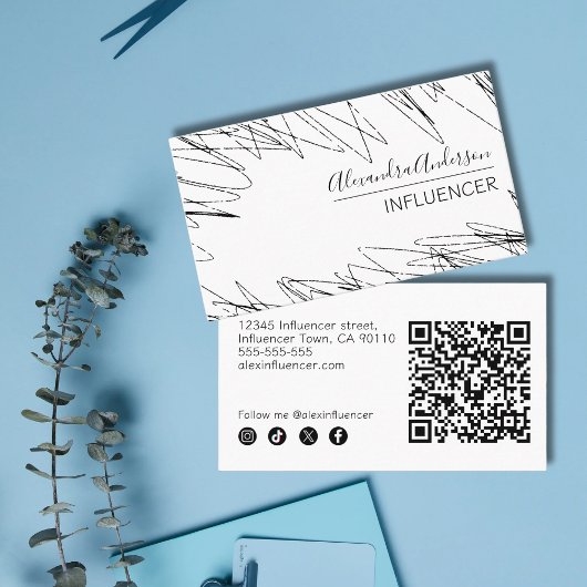 Professionele minimale krabbel zwart-wit visitekaartje