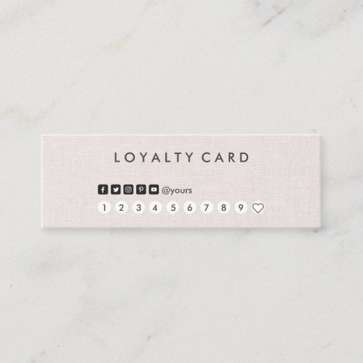 Professionele, minimale Linen Mini Loyalty-kaart Visitekaartje (Voorkant)