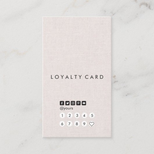 Professionele minimale Linen Vertical Loyalty-kaar Visitekaartje (Voorkant)