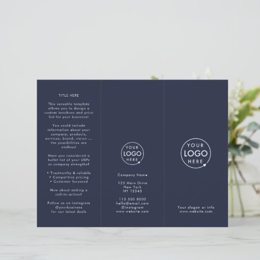 Professionele minimale marine blauwe drievoudige b (Staand voorkant)