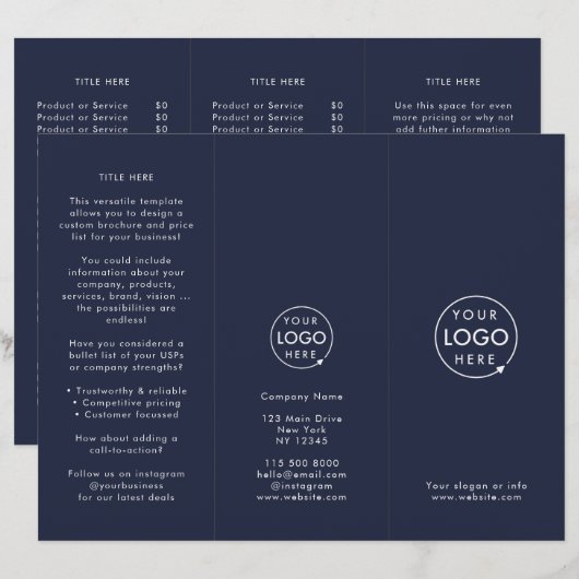 Professionele minimale marine blauwe drievoudige b (Voorkant / Achterkant)