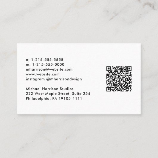 Professionele minimale moderne QR-code Visitekaartje (Achterkant)