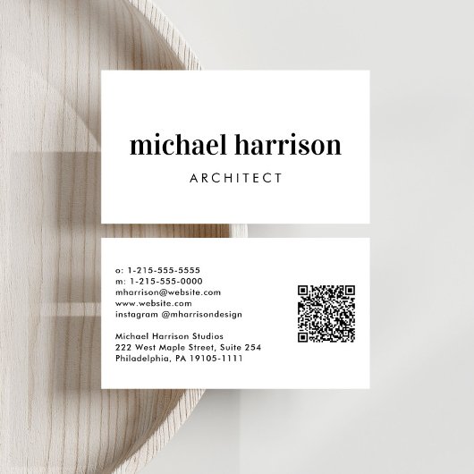 Professionele minimale moderne QR-code Visitekaartje