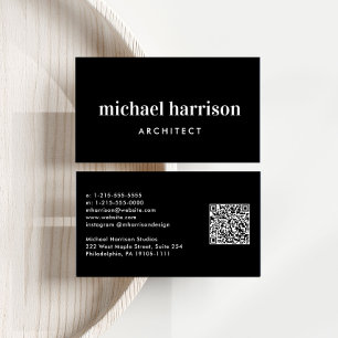 Professionele Minimale Moderne QR Code Zwart Visitekaartje