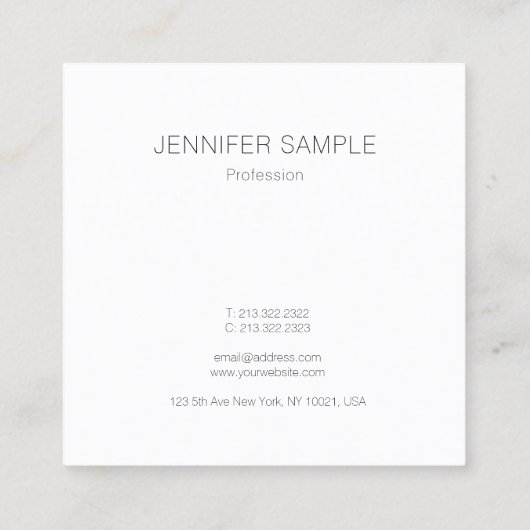 Professionele minimale, moderne, slimme Sjabloon Vierkante Visitekaartje (Achterkant)