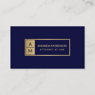 Professionele Minimale Monogram Goud/Marine Attorn Visitekaartje