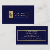 Professionele Minimale Monogram Goud/Marine Attorn Visitekaartje (Voorkant / Achterkant)