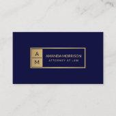 Professionele Minimale Monogram Goud/Marine Attorn Visitekaartje (Voorkant)