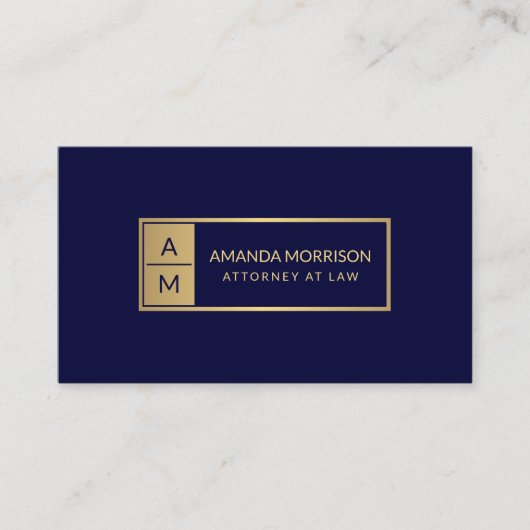 Professionele Minimale Monogram Goud/Marine Attorn Visitekaartje (Voorkant)