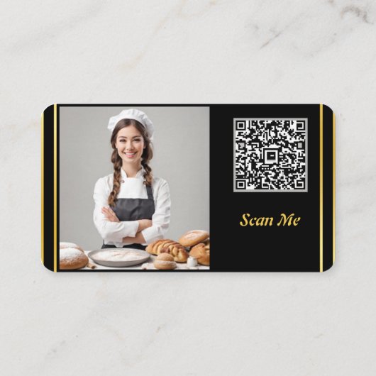 Professionele Minimale QR Code en Fotobakkerij Visitekaartje (Achterkant)