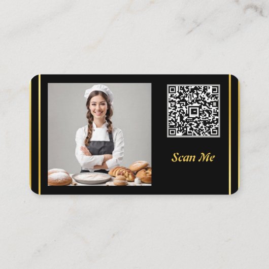 Professionele Minimale QR Code en Fotobakkerij Visitekaartje (Achterkant)