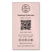 Professionele Minimale QR Code Roze Visitekaartje Magnetisch Visitekaartje (Voorkant Verticaal)