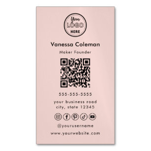 Professionele Minimale QR Code Roze Visitekaartje Magnetisch Visitekaartje