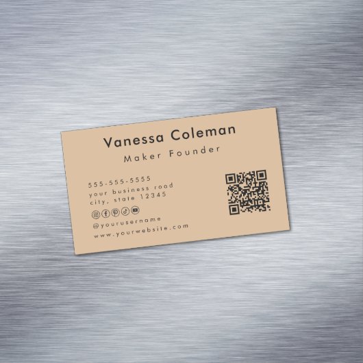 Professionele Minimale QR Code Rustiek Visitekaart Magnetisch Visitekaartje (Voorbeeld)