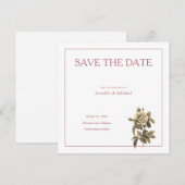 Professionele Minimale Roze Gouden Sepia Kleur Blo Save The Date (Voorkant / Achterkant)