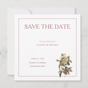 Professionele Minimale Roze Gouden Sepia Kleur Blo Save The Date