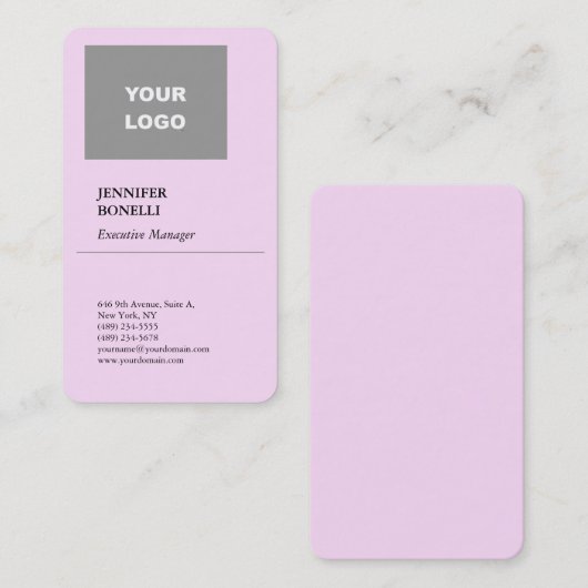 Professionele, minimale roze TOEVOEGEN UW LOGO Visitekaartje (Voorkant / Achterkant)