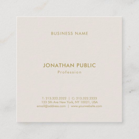 Professionele minimale Sjabloon Moderne luxe Vierkante Visitekaartje (Achterkant)