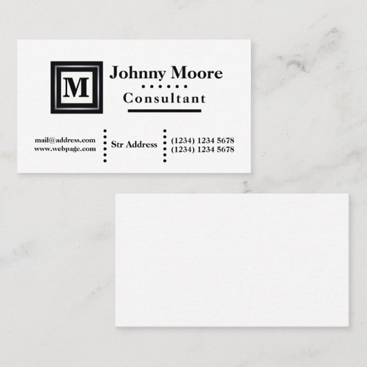 Professionele minimale witte cover visitekaartje (Voorkant / Achterkant)