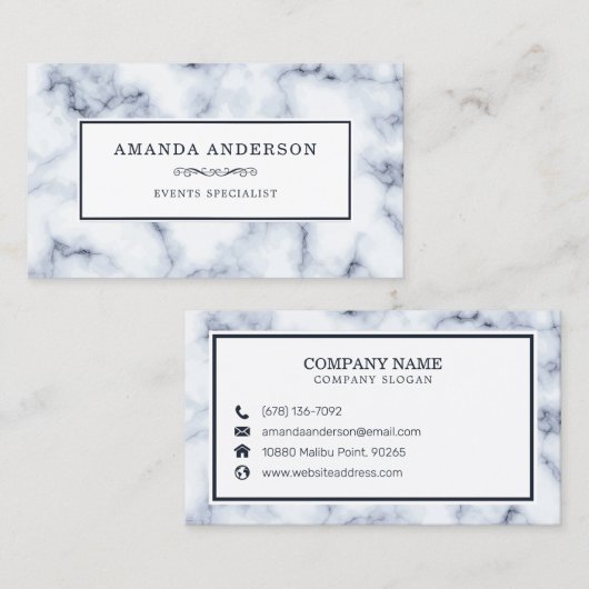Professionele minimale witte marmer | Visitekaartj Visitekaartje (Voorkant / Achterkant)