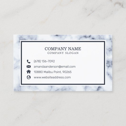 Professionele minimale witte marmer | Visitekaartj Visitekaartje (Achterkant)