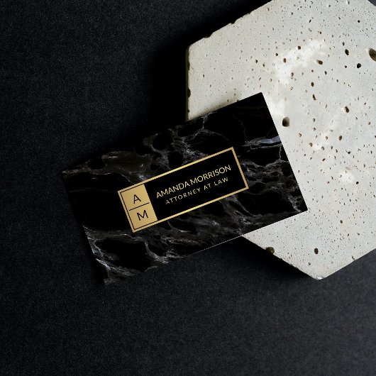 Professionele minimale zwarte monogram visitekaartje