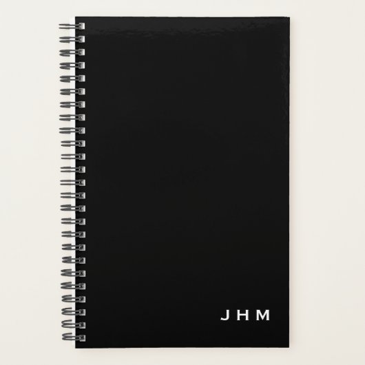 Professionele minimale zwarte witte Initialen Planner (Voorkant)