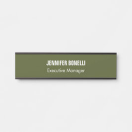 Professionele minimalist voeg jouw naam legergroen deurbordje