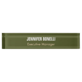 Professionele minimalist voeg jouw naam legergroen naambordje