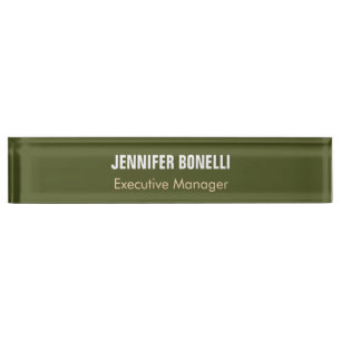 Professionele minimalist voeg jouw naam legergroen naambordje