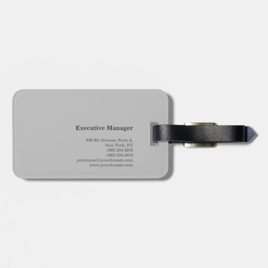 Professionele minimalistisch, eenvoudig grijs bagagelabel (Achterkant horizontaal)