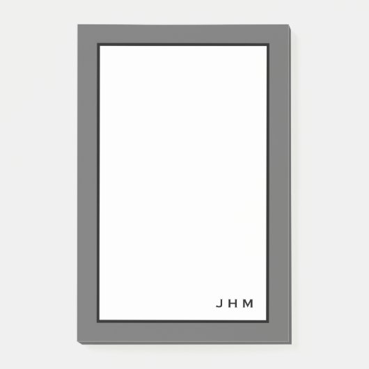 Professionele minimalistisch grijs | Monogram Post-it® Notes (Voorkant)