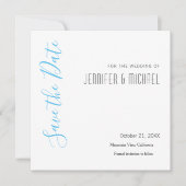 Professionele minimalistisch modern hemelblauw save the date (Voorkant)